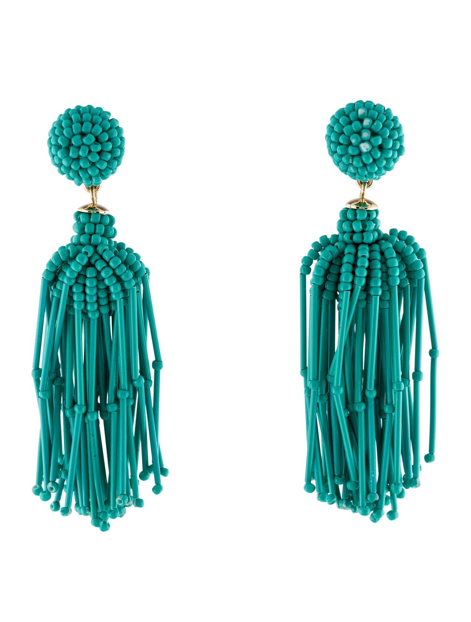 Carolina Herrera Glass Beaded Tassel Drop Earrings
