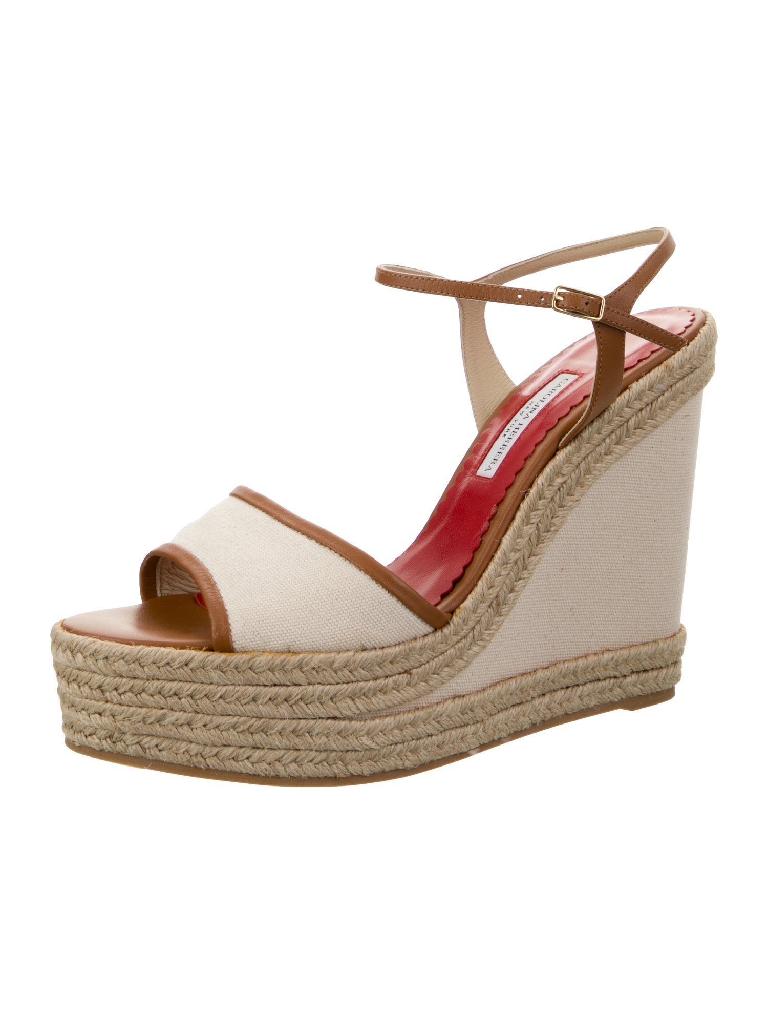 Carolina Herrera Leather Striped Espadrilles