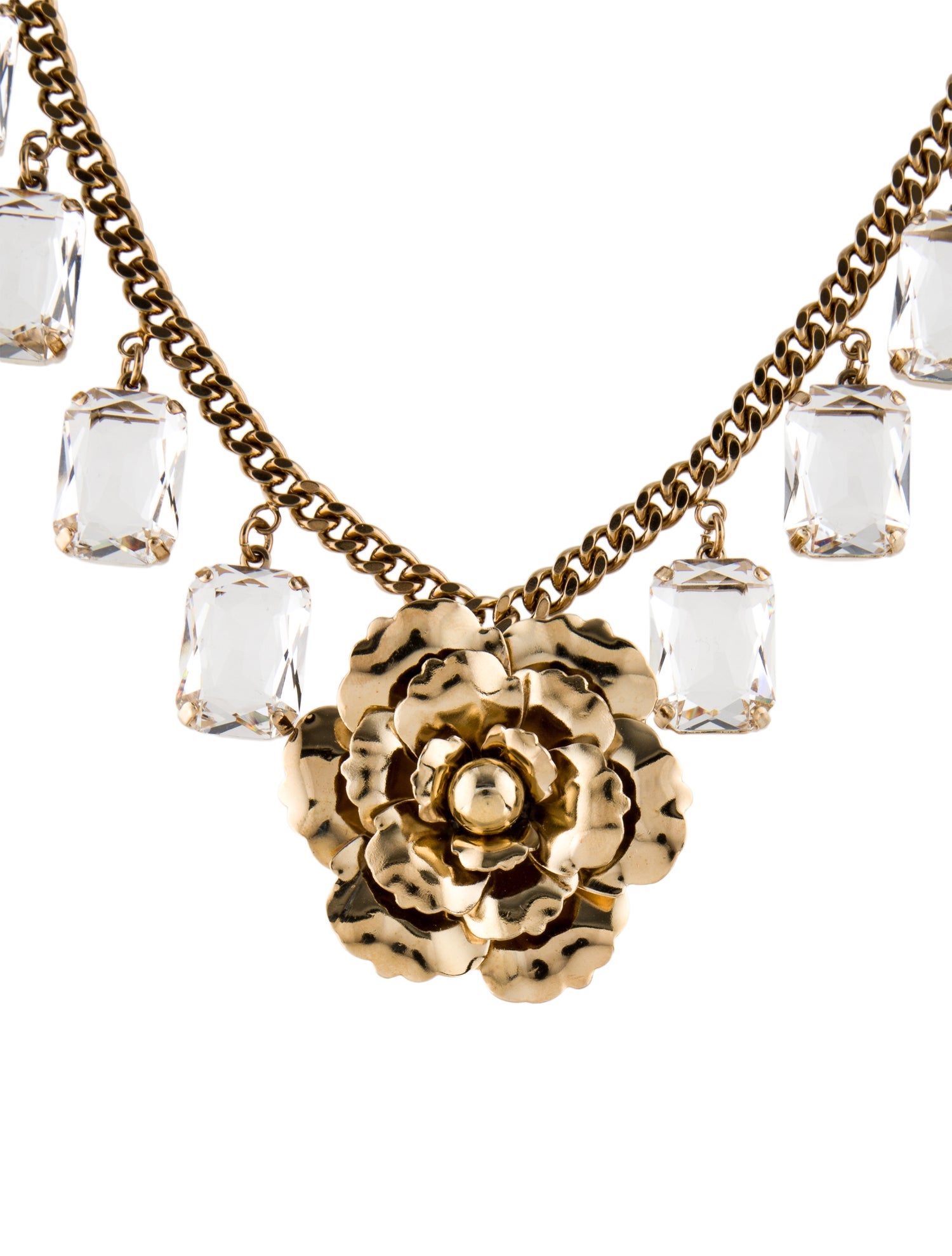 Carolina Herrera Crystal Drop Flower Necklace