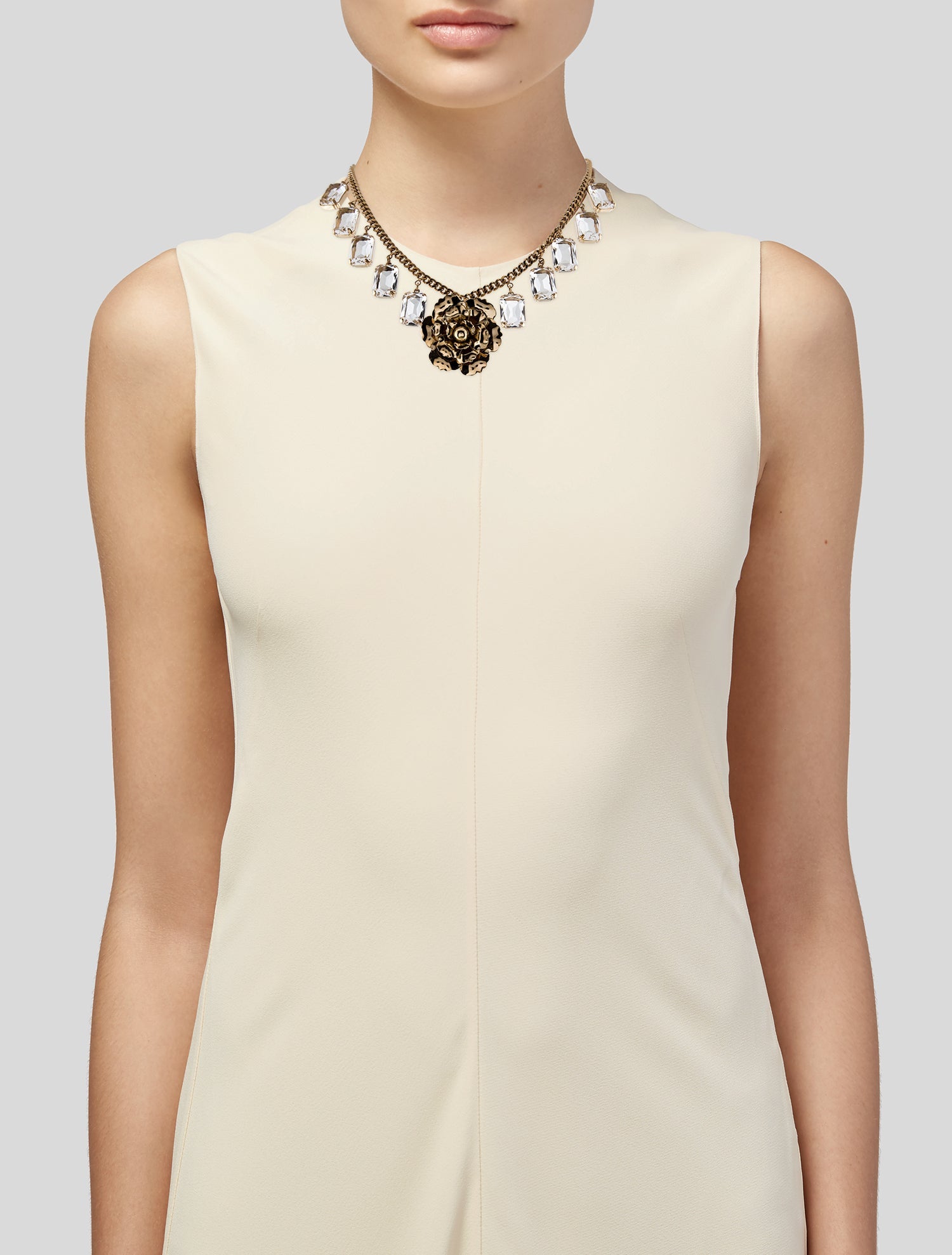 Carolina Herrera Crystal Drop Flower Necklace