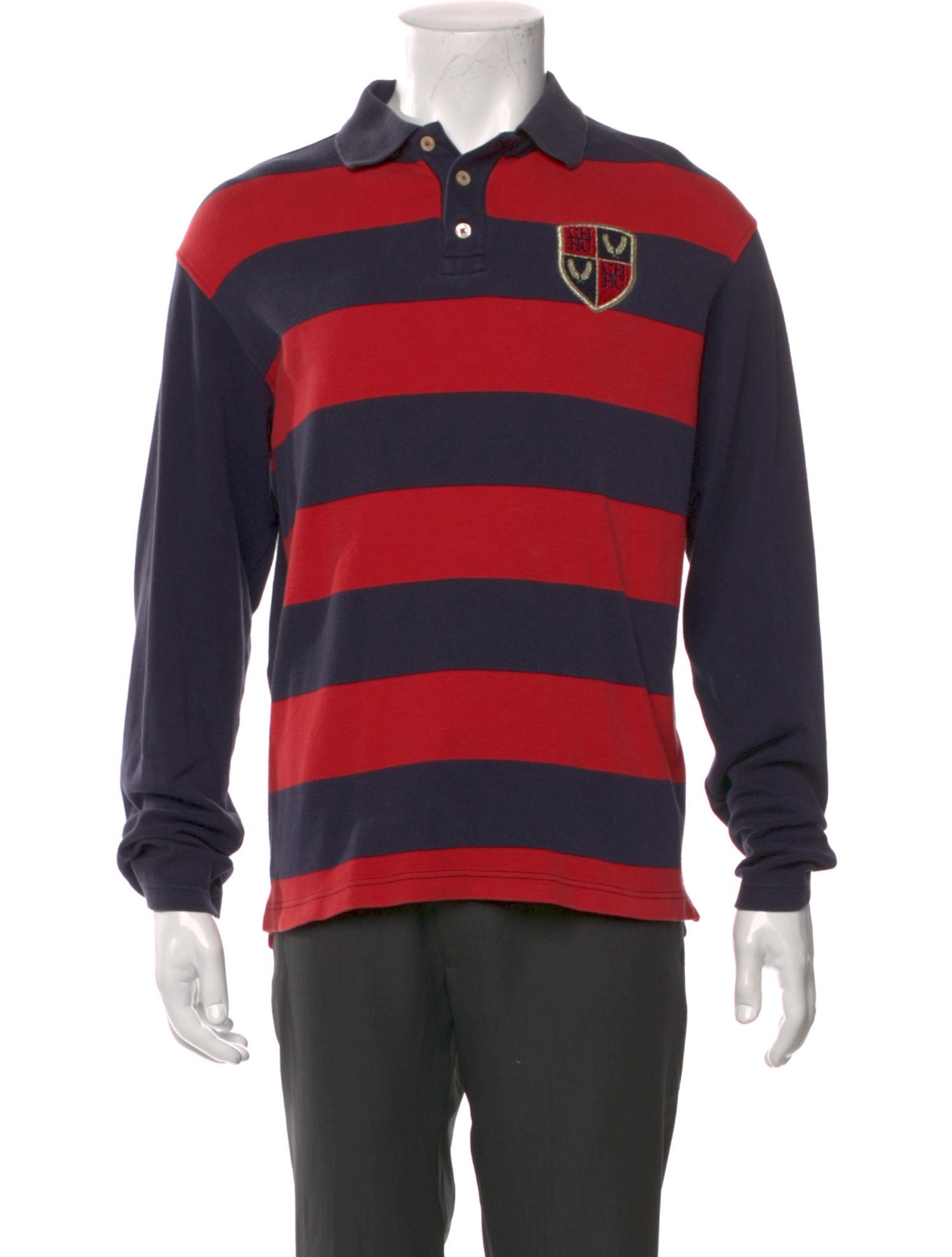 Carolina Herrera Striped Collar Polo Shirt
