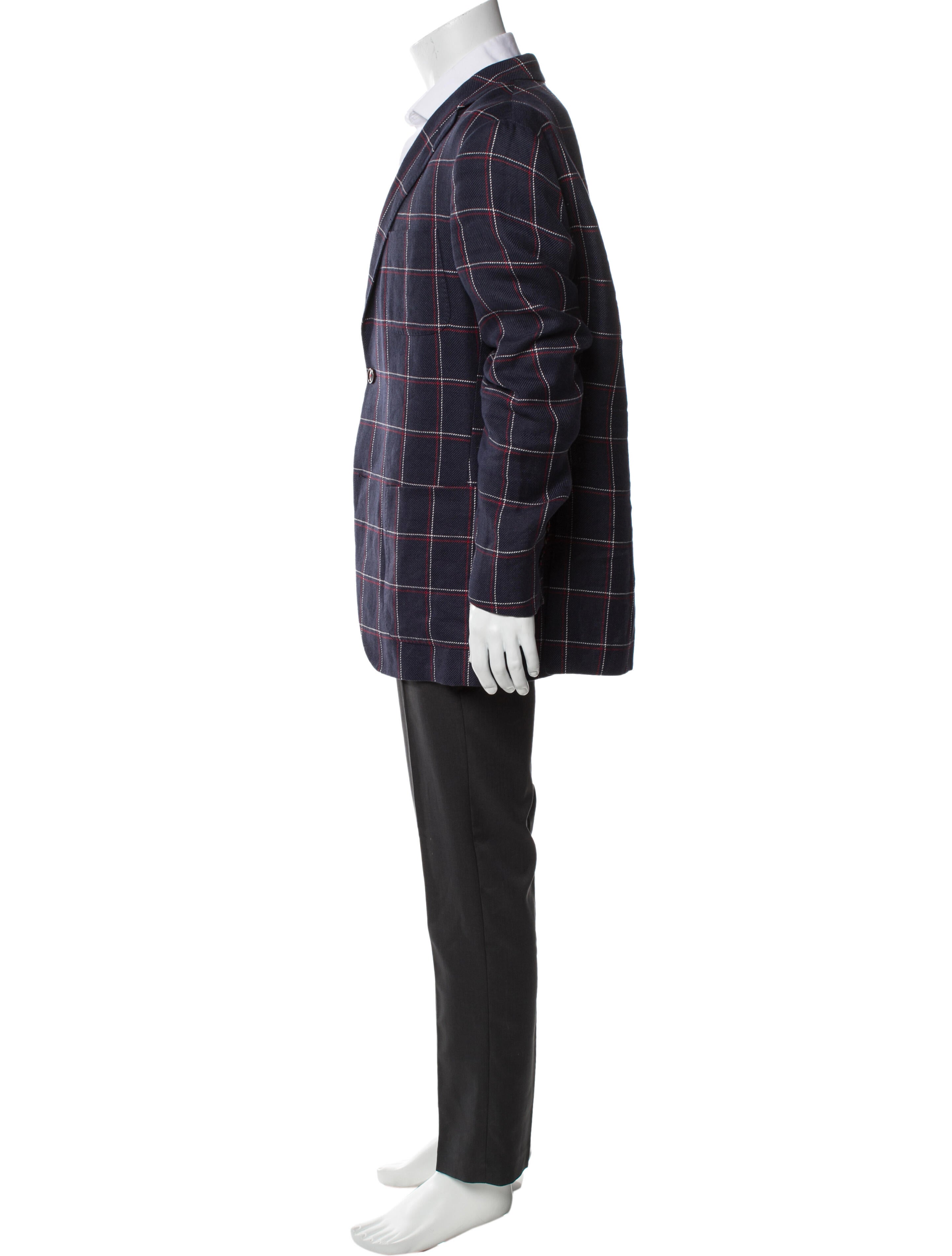 Carolina Herrera Linen Plaid Print Blazer