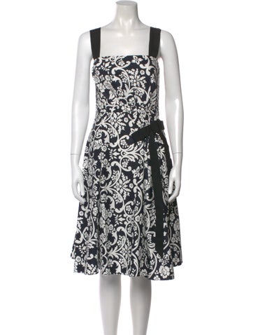 Pre-owned Carolina Herrera Floral Print Midi Length Dress W/ Tags In White