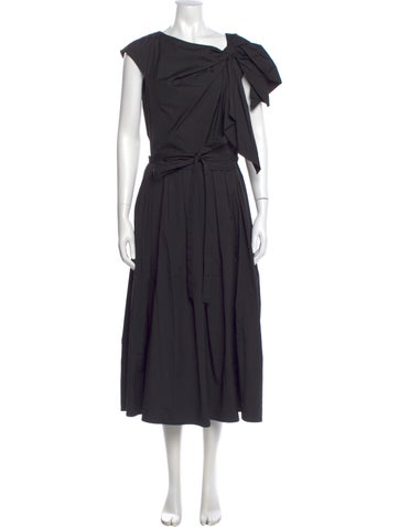 Pre-owned Carolina Herrera Asymmetrical Long Dress In Gray