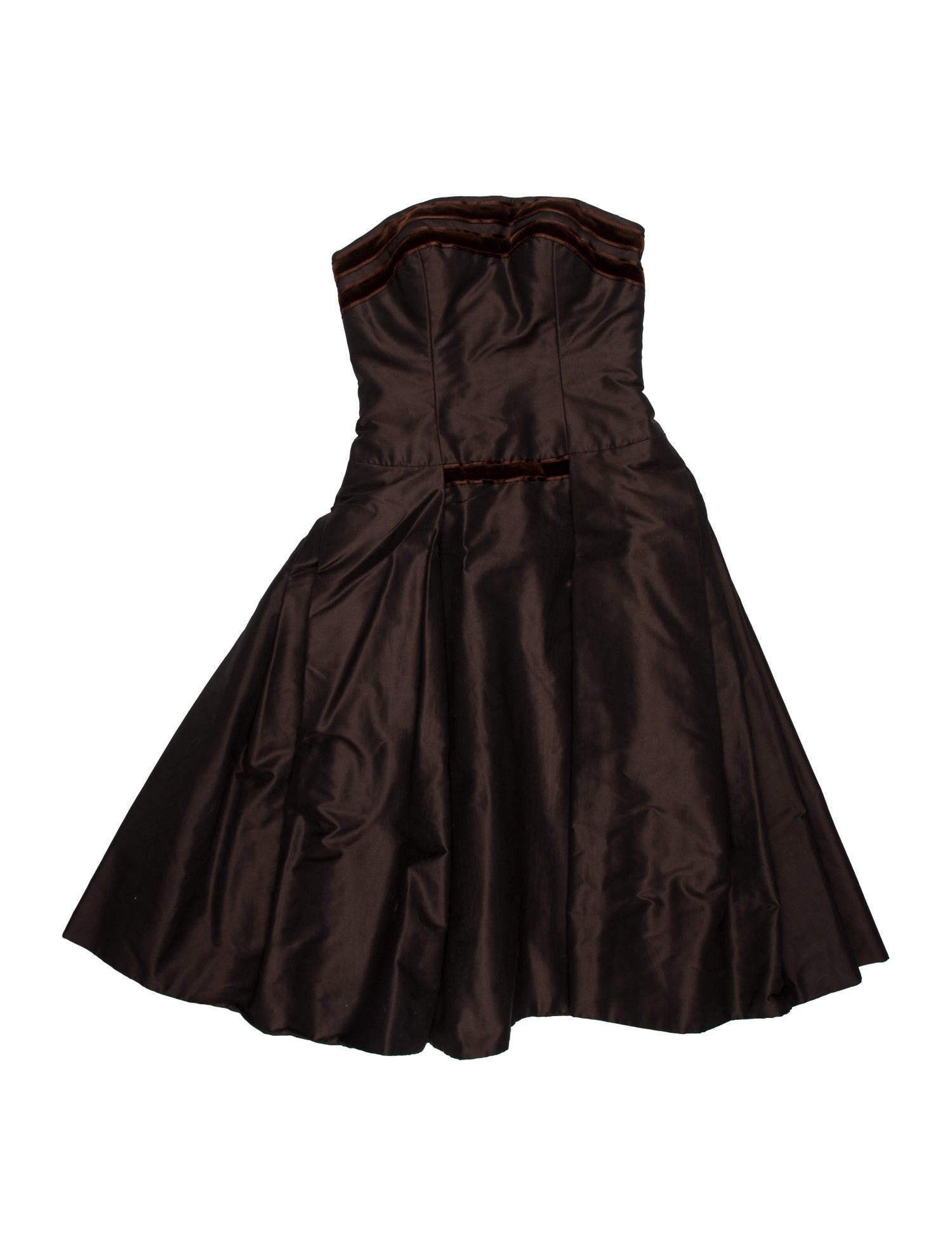 Carolina Herrera Strapless Long Dress - Brown Dresses, Clothing - CAO136853
