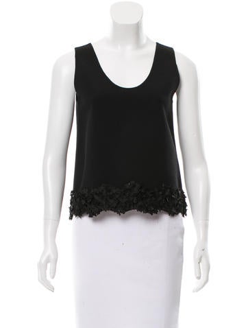 Carolina Herrera Floral-Accented Wool Top