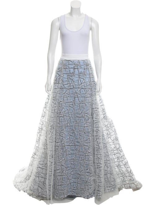 Carolina Herrera Embroidered Evening Skirt blue