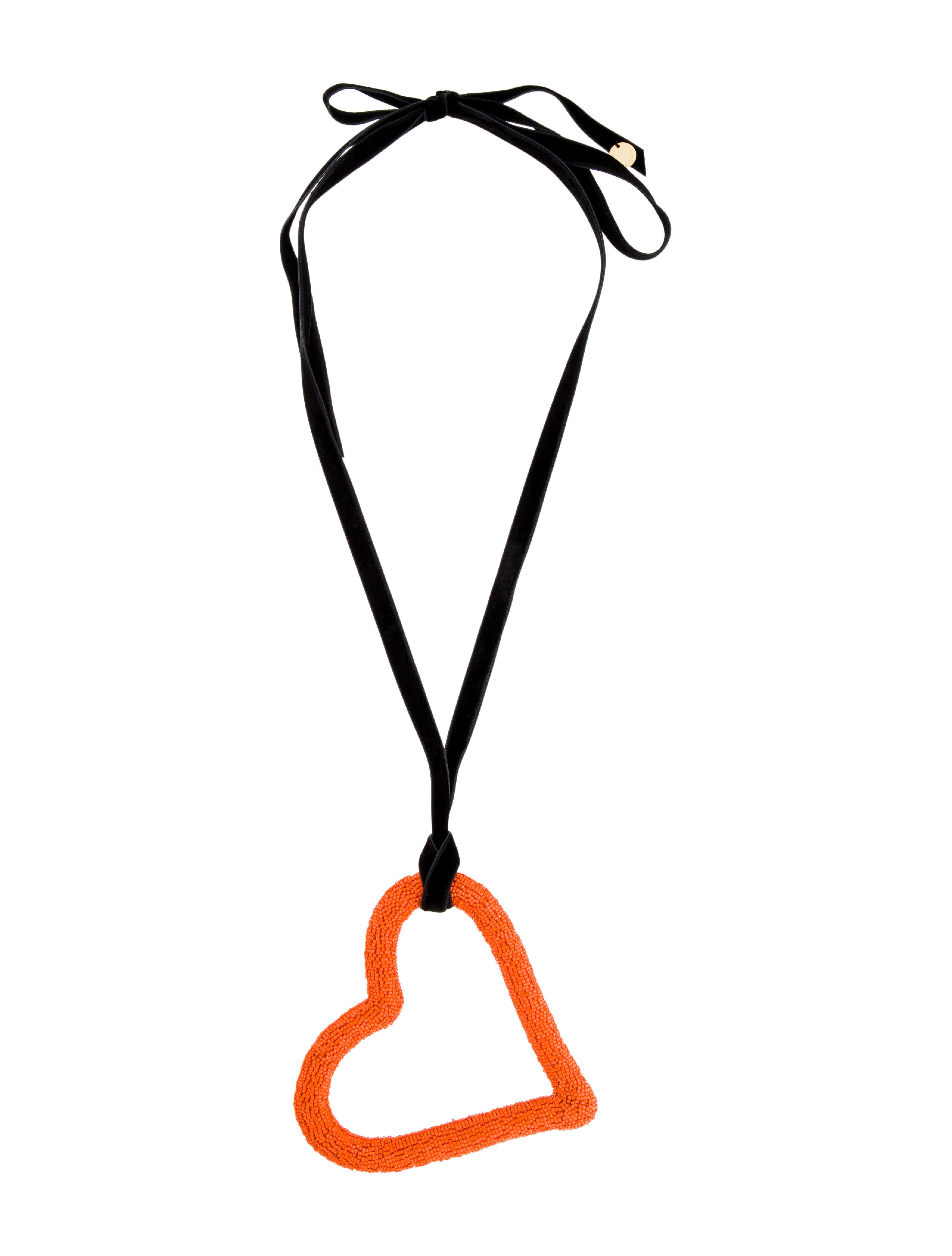 Carolina Herrera Beaded Oversized Heart Pendant Necklace