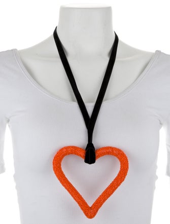 Carolina Herrera Beaded Oversized Heart Pendant Necklace