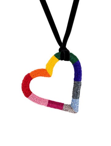 Carolina Herrera Pendant Necklace Beaded Oversized Heart