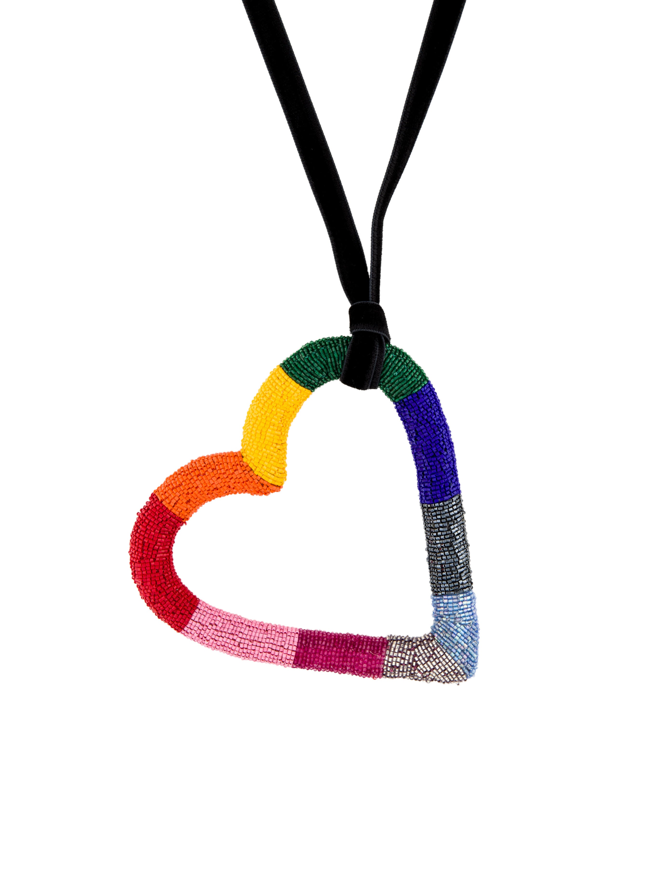 Carolina Herrera Beaded Oversized Heart Pendant Necklace