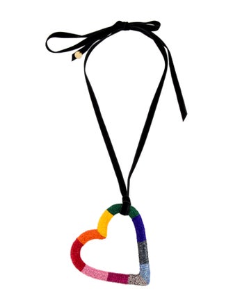 Carolina Herrera Beaded Oversized Heart Pendant Necklace