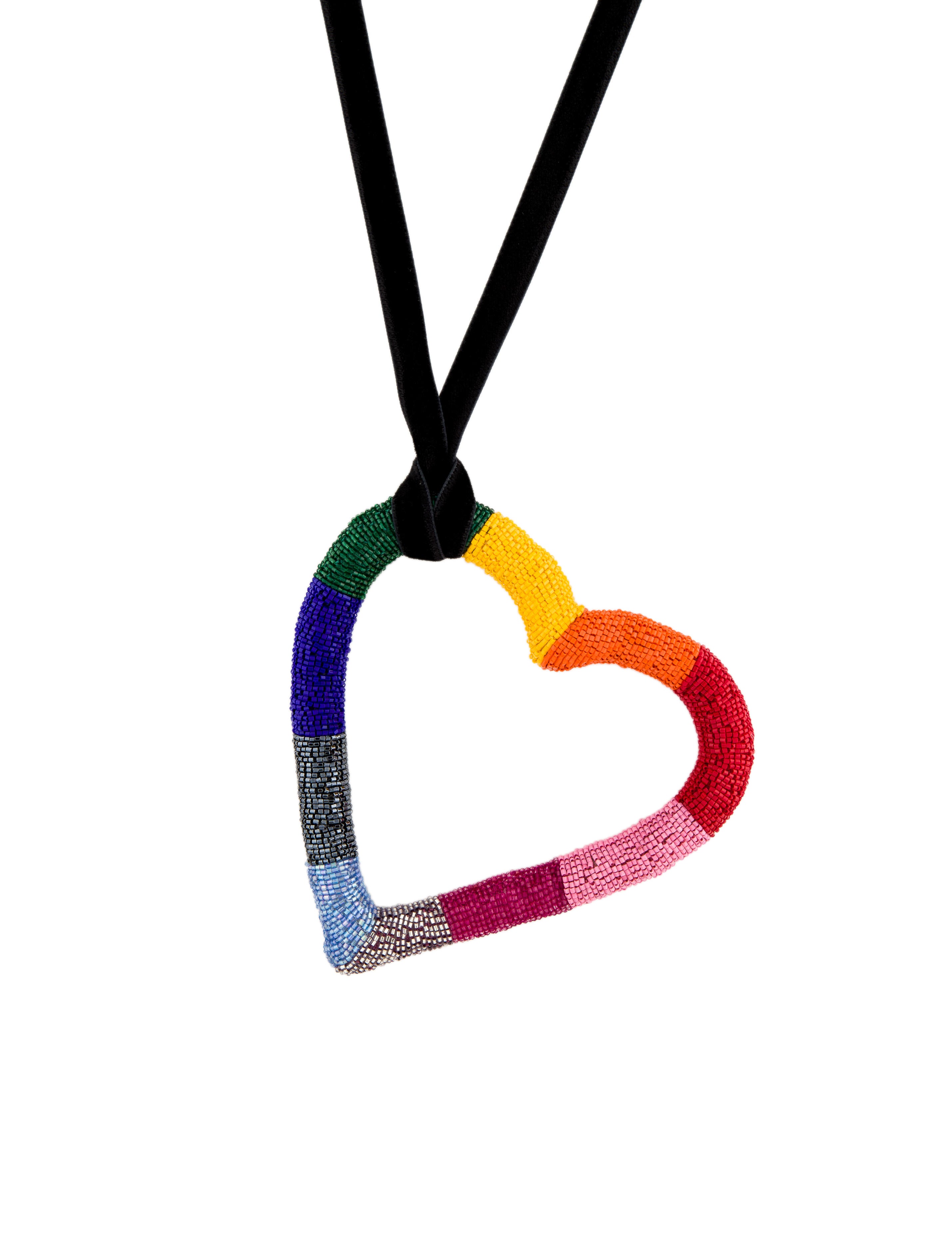 Carolina Herrera Beaded Oversized Heart Pendant Necklace