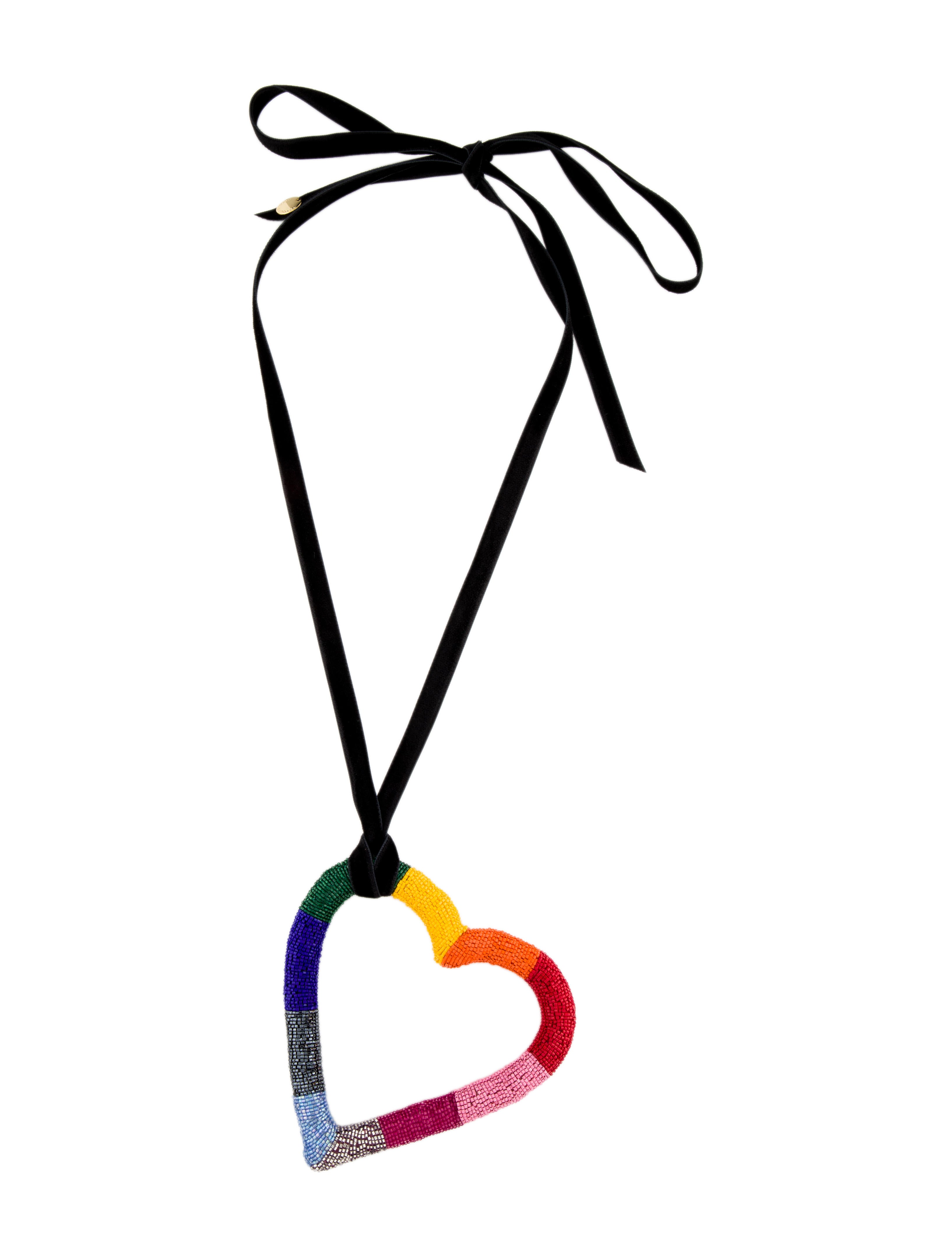 Carolina Herrera Beaded Oversized Heart Pendant Necklace