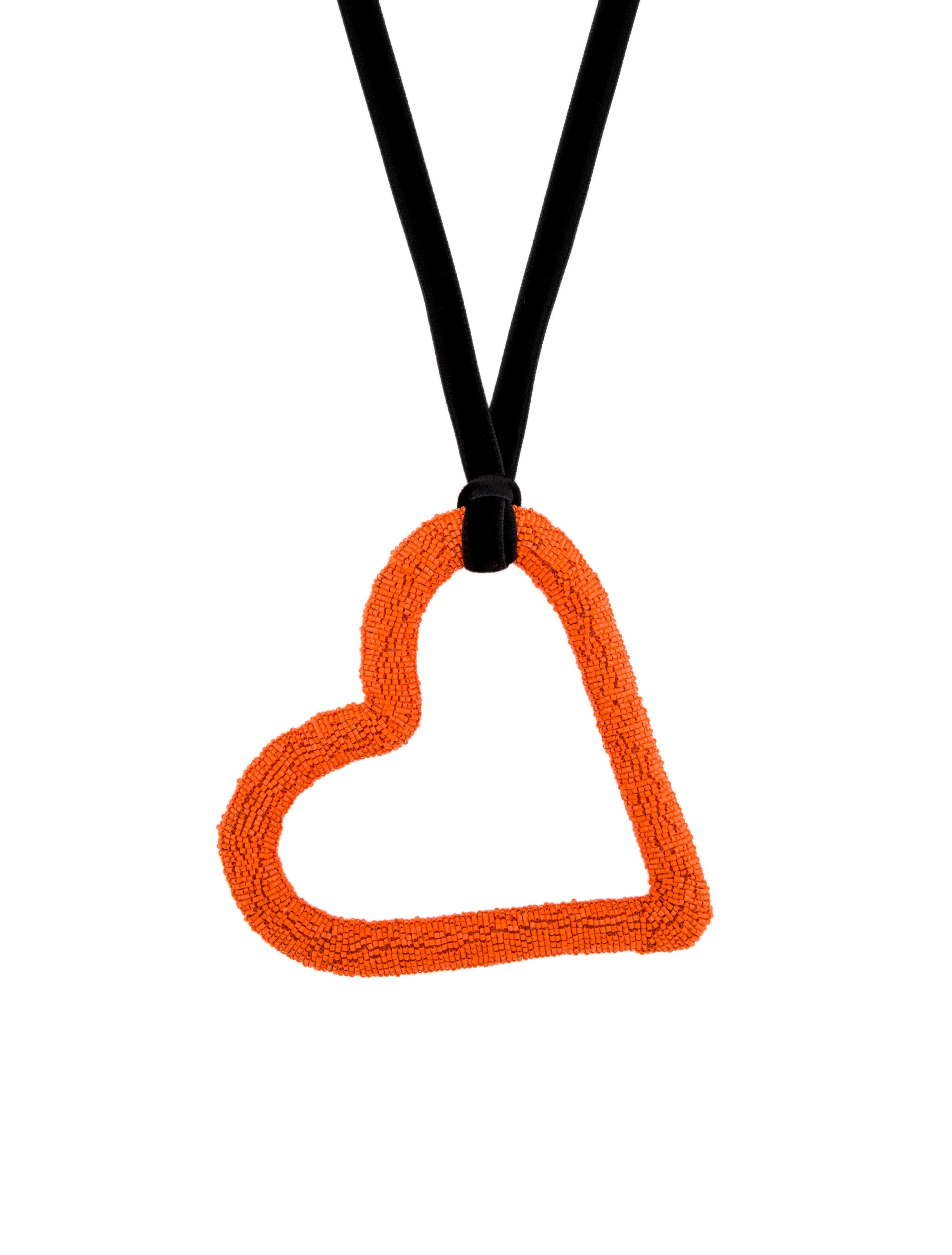 Carolina Herrera Beaded Oversized Heart Pendant Necklace