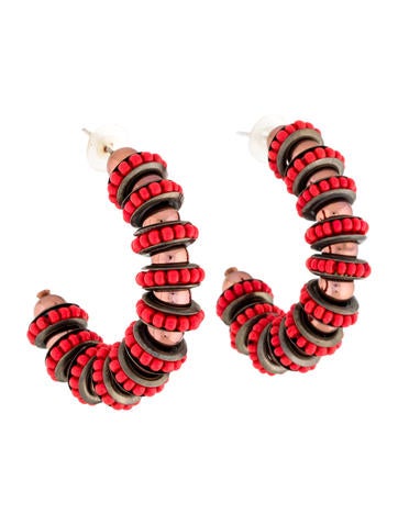 Carolina Herrera Hoop Resin Beaded Earrings