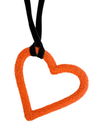 Carolina Herrera Beaded Oversized Heart Pendant Necklace