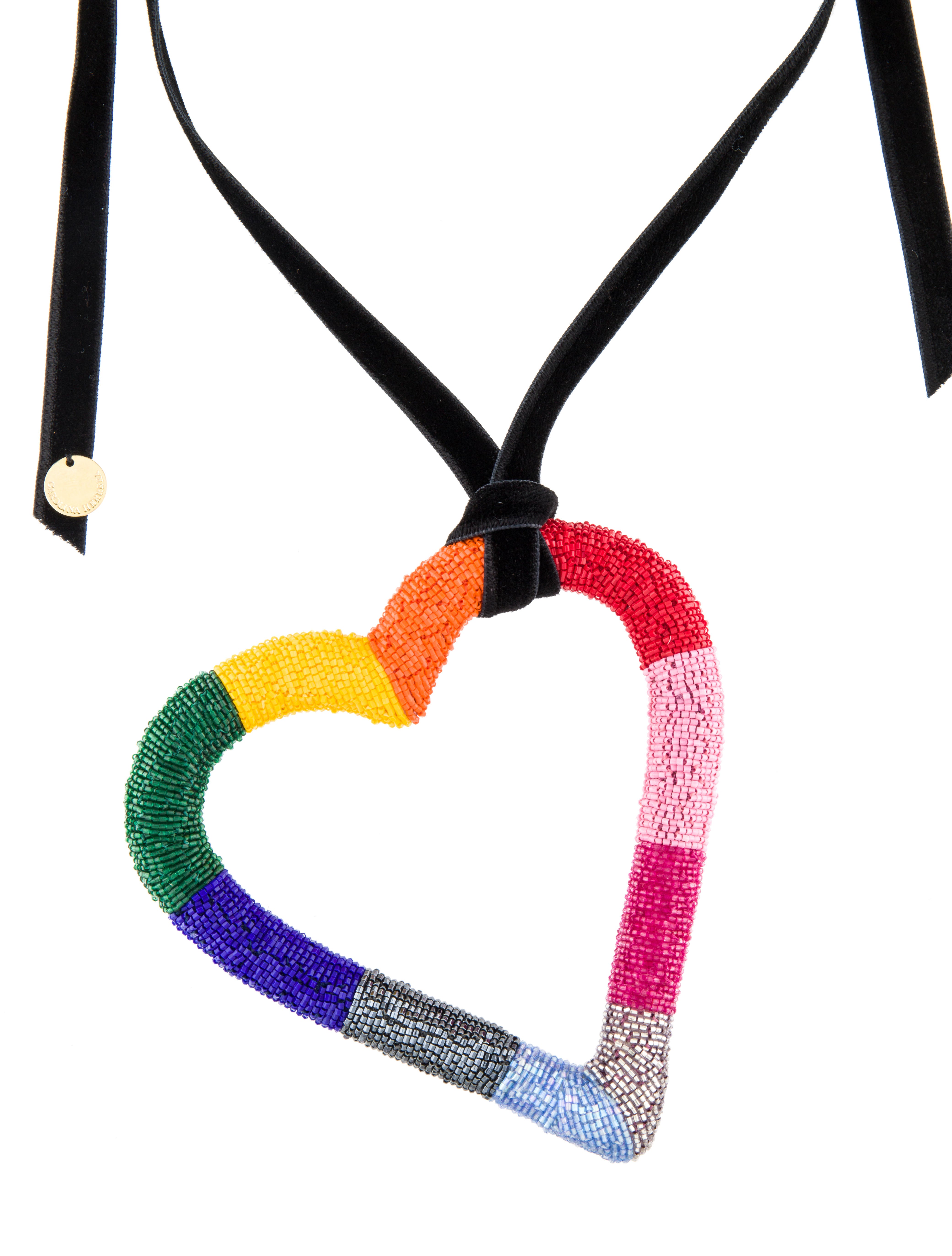 Carolina Herrera Beaded Oversized Heart Pendant Necklace