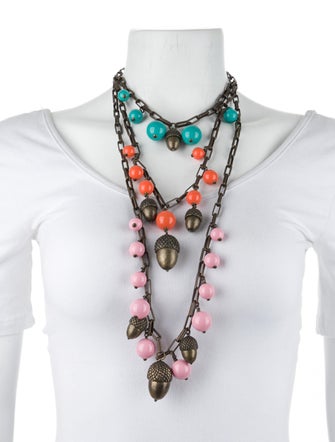 Carolina Herrera Multistrand Bead & Acorn Necklace
