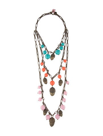Carolina Herrera Multistrand Bead & Acorn Necklace