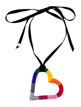 Carolina Herrera Beaded Oversized Heart Pendant Necklace