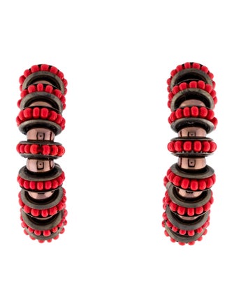 Carolina Herrera Resin Beaded Hoop Earrings