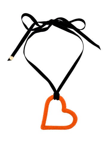 Carolina Herrera Pendant Necklace Beaded Oversized Heart