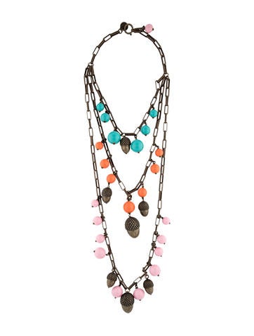 Carolina Herrera Multistrand Bead & Acorn Necklace