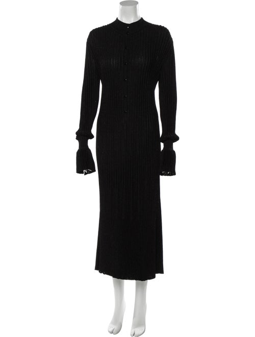 Carolina Herrera Metallic Button-Up Dress Black