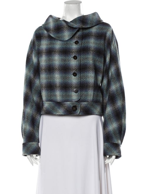 Carolina Herrera Plaid Print Jacket Blue