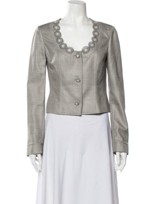 Carolina Herrera Silk Evening Jacket Grey