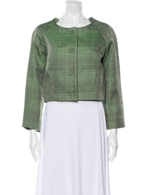 Carolina Herrera Tweed Pattern Evening Jacket Gree