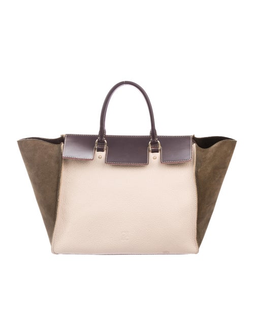 Carolina Herrera Leather Vendome Tote Beige