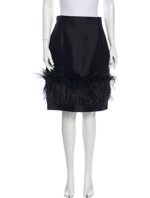 Carolina Herrera Feather Trim Knee-Length Skirt w/