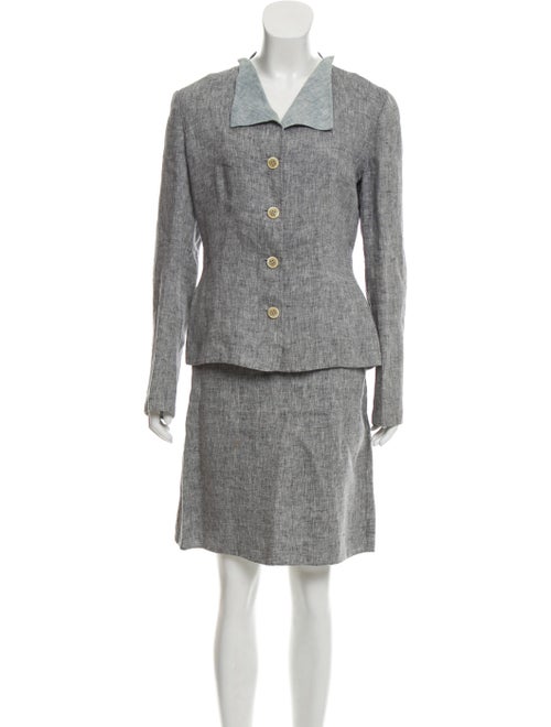 Carolina Herrera Linen Skirt Suit Grey