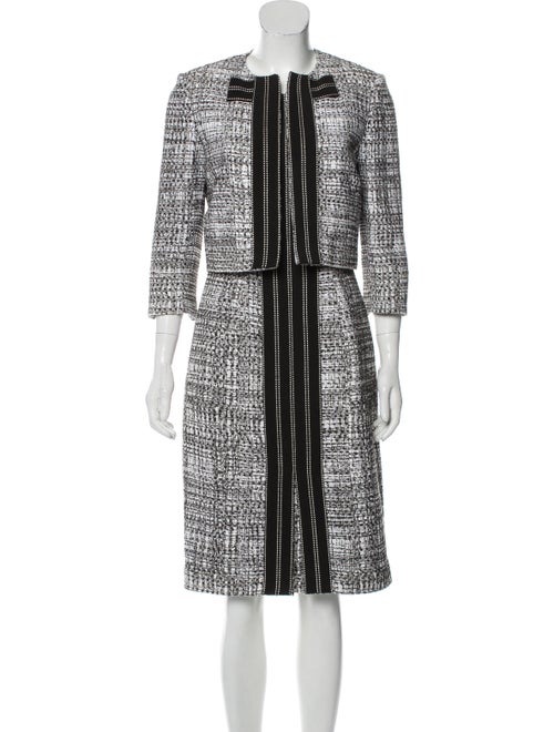 Carolina Herrera Tweed Pattern Dress Set White