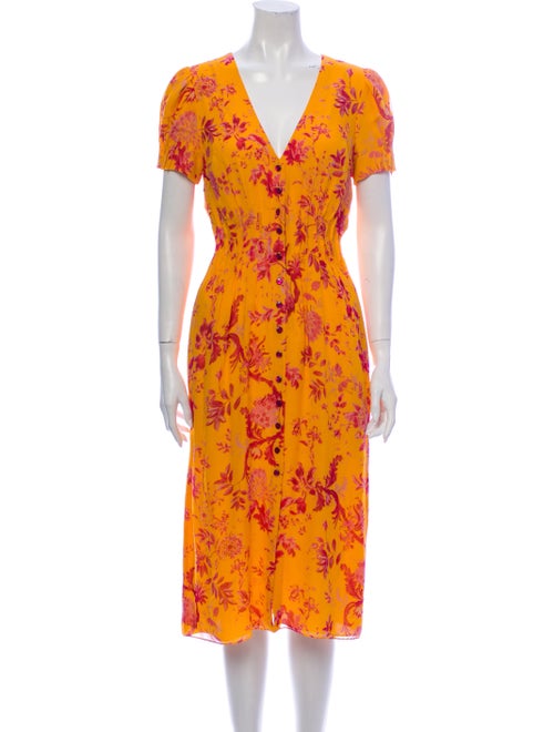 Carolina Herrera Silk Midi Length Dress Orange