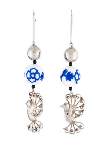 Carolina Herrera Drop Beaded Bird Earrings