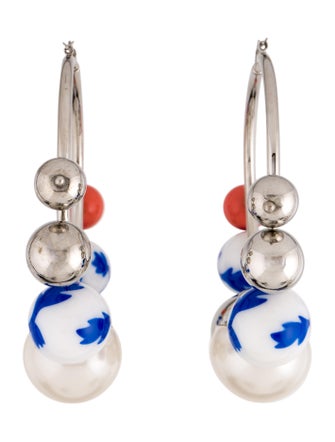 Carolina Herrera Beaded Hoop Earrings