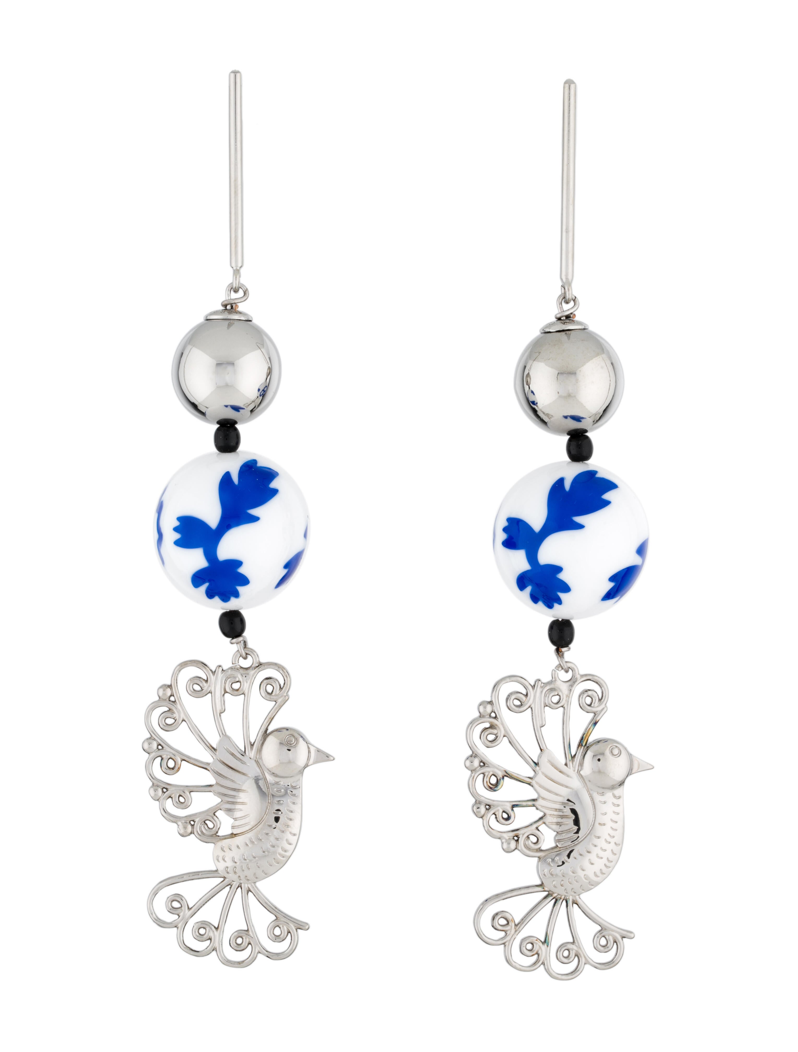 Carolina Herrera Beaded Bird Drop Earrings