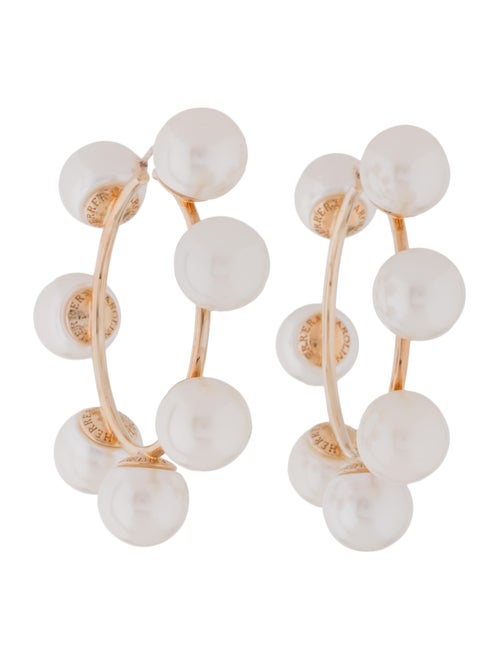 Carolina Herrera Faux Pearl Hoop Earrings Gold