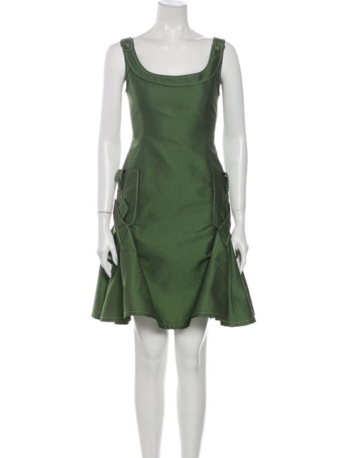 Carolina Herrera Scoop Neck Mini Dress Green