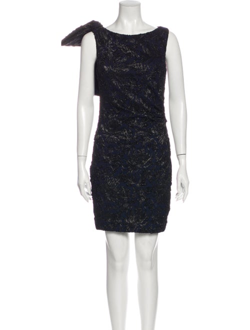 Carolina Herrera Bateau Neckline Mini Dress Blue