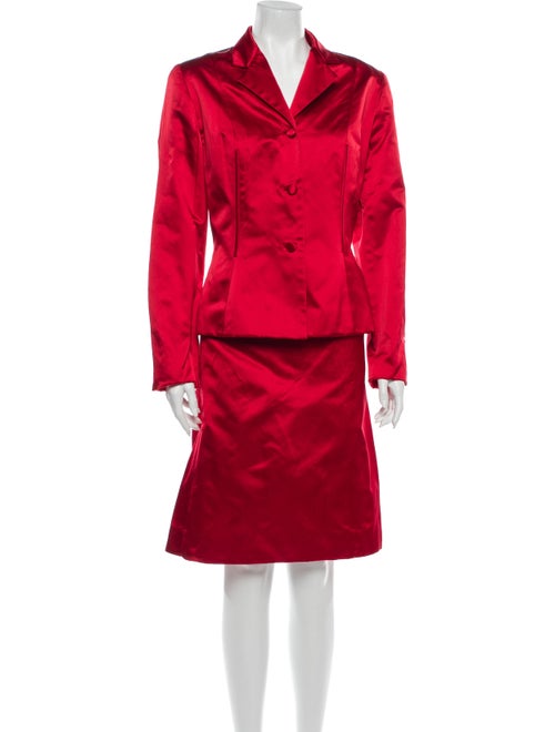 Carolina Herrera Silk Skirt Suit Red