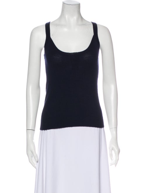 Carolina Herrera Cashmere Scoop Neck Top Blue