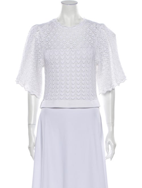 Carolina Herrera Lace Pattern Crew Neck Sweater Wh