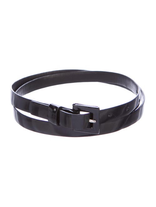 Carolina Herrera Patent Leather Skinny Belt Black