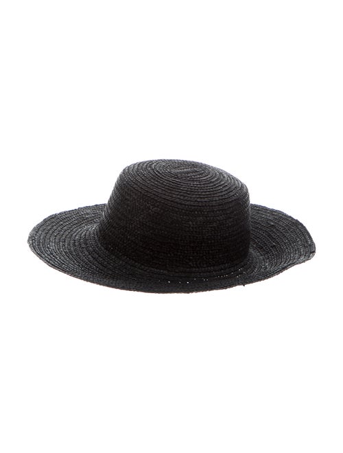 Carolina Herrera Straw Wide Brim Hat Black