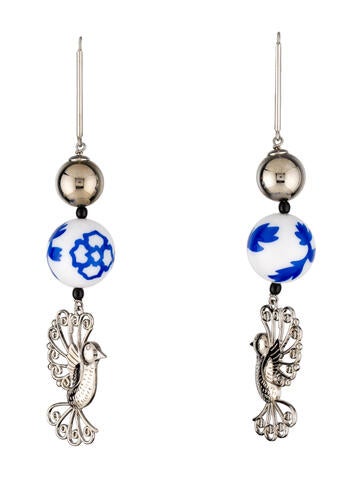 Carolina Herrera Drop Beaded Bird Earrings