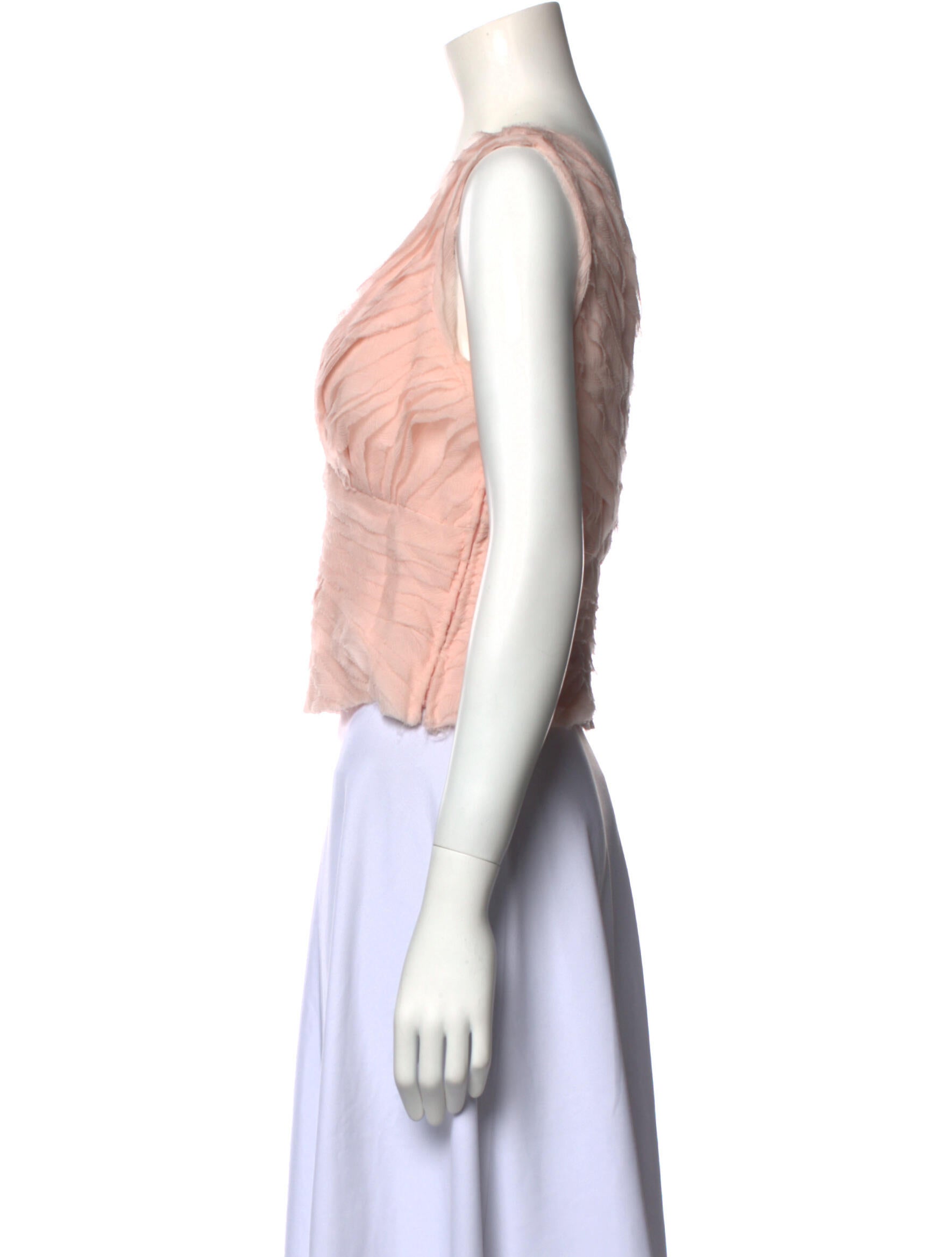 Carolina Herrera Silk V-Neck Crop Top